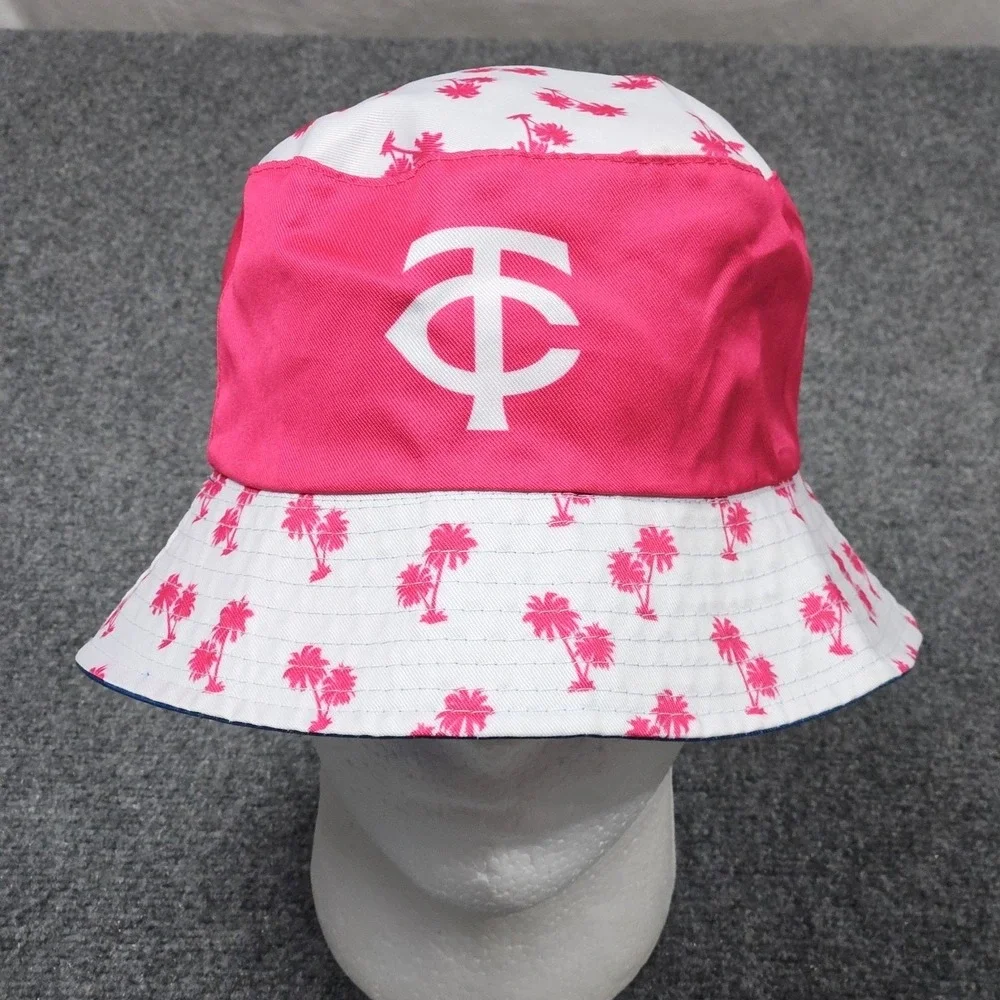 Minnesota Twins Bucket Hat Mens OSFM Blue Pink Reversible Palm Tree MLB Baseball